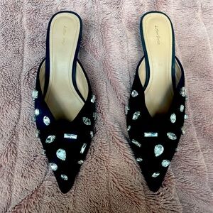 EUC & Other Stories Mule Kitten Heels with Crystal Stone Embellishments Size 40